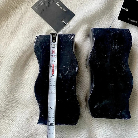 UR BANE BY DW HOME Unscented Decorative Wave Pillar Candles Pair Black - Picture 5 of 9